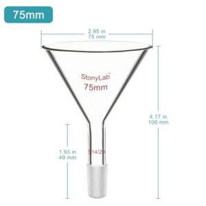 stonylab Borosilicate Glass Powder Funnel, Short Neck, 14/20 Joint Size, 75 mm Diameter