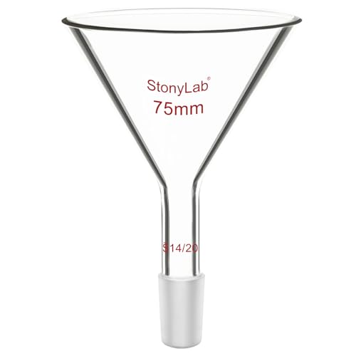 stonylab Borosilicate Glass Powder Funnel, Short Neck, 14/20 Joint Size, 75 mm Diameter