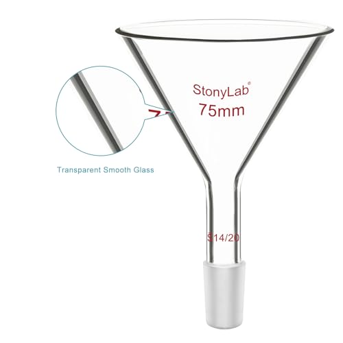 stonylab Borosilicate Glass Powder Funnel, Short Neck, 14/20 Joint Size, 75 mm Diameter