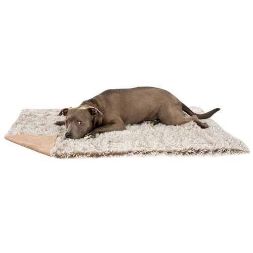 Furhaven Waterproof Throw Blanket for Dogs & Indoor Cats, Washable - Shaggy Plush Calming Long Faux Fur & Velvet Dog Blanket - Driftwood, Large