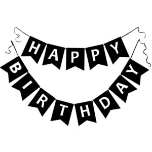 black happy birthday banner theme birthday party supplies garland decorations birthday signs nursery hanging decor 13pcs