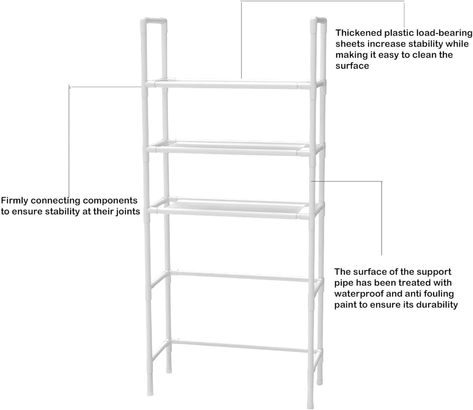 Generic Over The Toilet Storage, 58inch 3-Tier Bathroom Organizers and Storage, Bathroom Storage Shelf, Fit Most Toilets Space-Saving and Easy Assembly (Black), LZ 060503