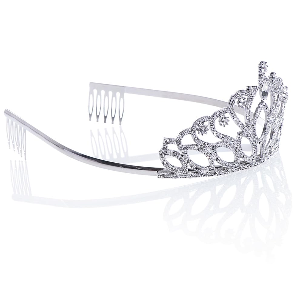 Taylor Molded Tiara, 2.5 Inches, Woman's Crown, Prom Tiara, Homecoming, Silver Wedding Tiaras and Crowns for Women, Bride Royal Queen Headband, Princess, Quinceanera, Headpieces for Birthday