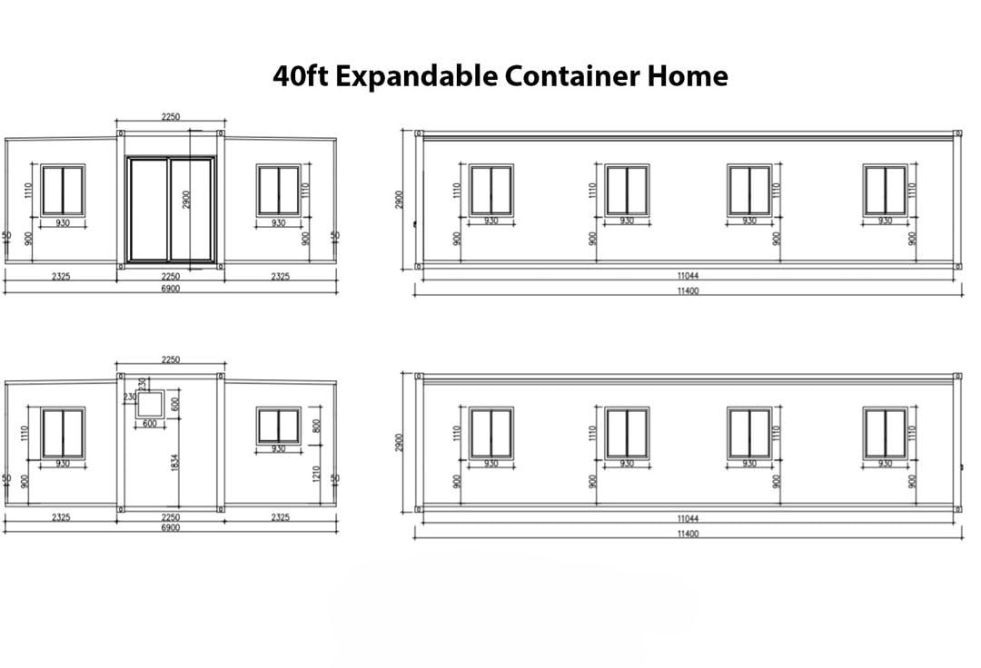 40FT Tiny House to Live in,SAA Portable Prefab House with 3 Bedroom 1 Full Equipped Bathroom and Kitchen,Foldable Mobile Home with Steel Frame,Prefabricated Expandable Container House for Adult Living