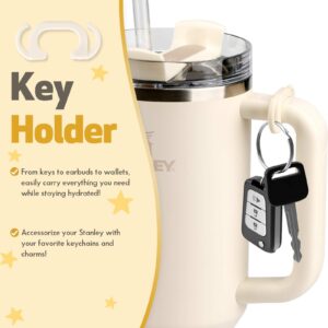 Set of 3 Pcs Accessories Compatible With Stanley Cup 40oz 30oz Quencher H2.0 Tumbler, Includes Ring Holder, Chapstick Holder and Key Holder for Stanley Cup Accessories 40 oz Clip-On Handle Attachments