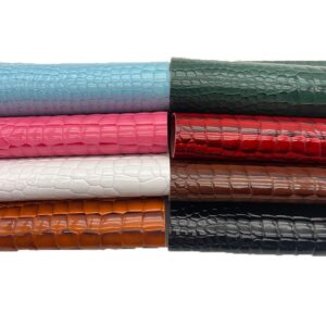 Embossed Alligator Synthetic PU Fabric, 12 x 54 inch Crocodile Vinyl Faux Leather Sheets for DIY Crafts Hair Bows Bags Handicrafts-Pink