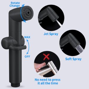 JONKEAN Handheld Bidet Sprayer for Toilet, Water Pressure Control Jet Spray for Toilet, Multi-Function Muslim Shower Toilet, Bidet Attachment Set with Hose, Bracket and T-Valve (Matte Black)