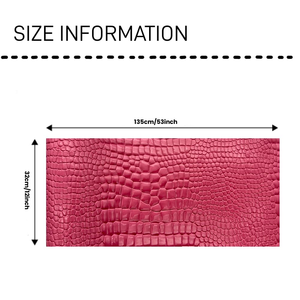 Embossed Alligator Synthetic PU Fabric, 12 x 54 inch Crocodile Vinyl Faux Leather Sheets for DIY Crafts Hair Bows Bags Handicrafts-Pink