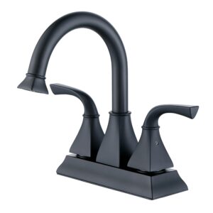 derengge centerset bathroom faucet, matte black bathroom sink faucet, 4 inch two handle lavatory faucet with push up pop-up drain,f-4015-mt