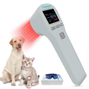 fimem cold laser therapy device for dogs, infrared light therapy for pain, 2x940nm+2x850nm+16x650nm, handheld red light therapy device for cats horse, low level light therapy for pets hips joint pain