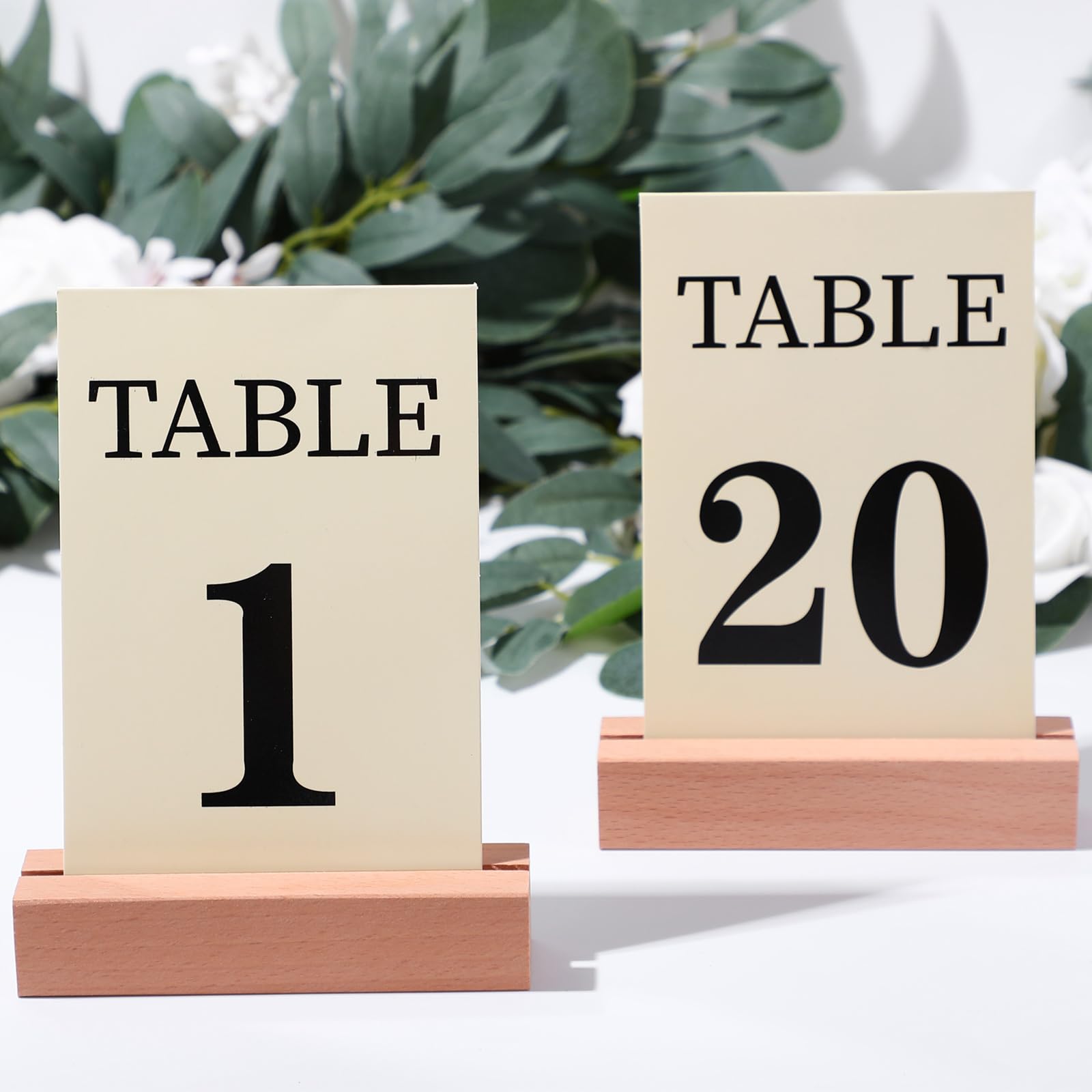 Gilprop 22 Pcs Wedding Table Numbers 1-20 Double Sided Ivory Table Numbers for Wedding Reception 4 x 6 Inch Khaki Head Table and Cake Table Number Cards for Seating Reserved Party Restaurant