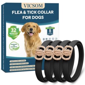 flea collar for dogs, 4 pack dog flea and tick collar 32 months flea and tick treatment collar for dog, waterproof adjustable dog flea and tick prevention for small medium large dog puppy, black