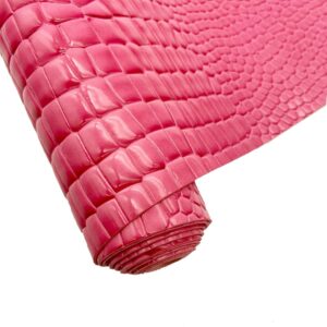 embossed alligator synthetic pu fabric, 12 x 54 inch crocodile vinyl faux leather sheets for diy crafts hair bows bags handicrafts-pink