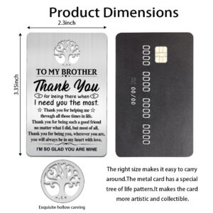 Mhfpl To My Brother Wallet Card, Engraved Metal Wallet Insert Card for Brother, Thank You Gifts for Brother From Bro Sister, Graduation Birthday Thanksgiving Wedding Christmas Gifts for Brother