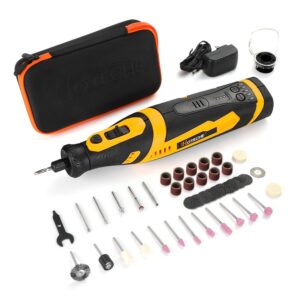 hoteche mini cordless rotary tool kit 5-speed 8v li-ion battery with 42 accessories - precision multi-purpose electric rotary tool for grinding, sanding, cutting and engraving