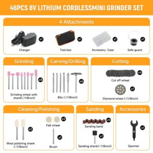 Hoteche Mini Cordless Rotary Tool Kit 5-Speed 8V Li-ion Battery with 42 Accessories - Precision Multi-Purpose Electric Rotary Tool for Grinding, Sanding, Cutting and Engraving