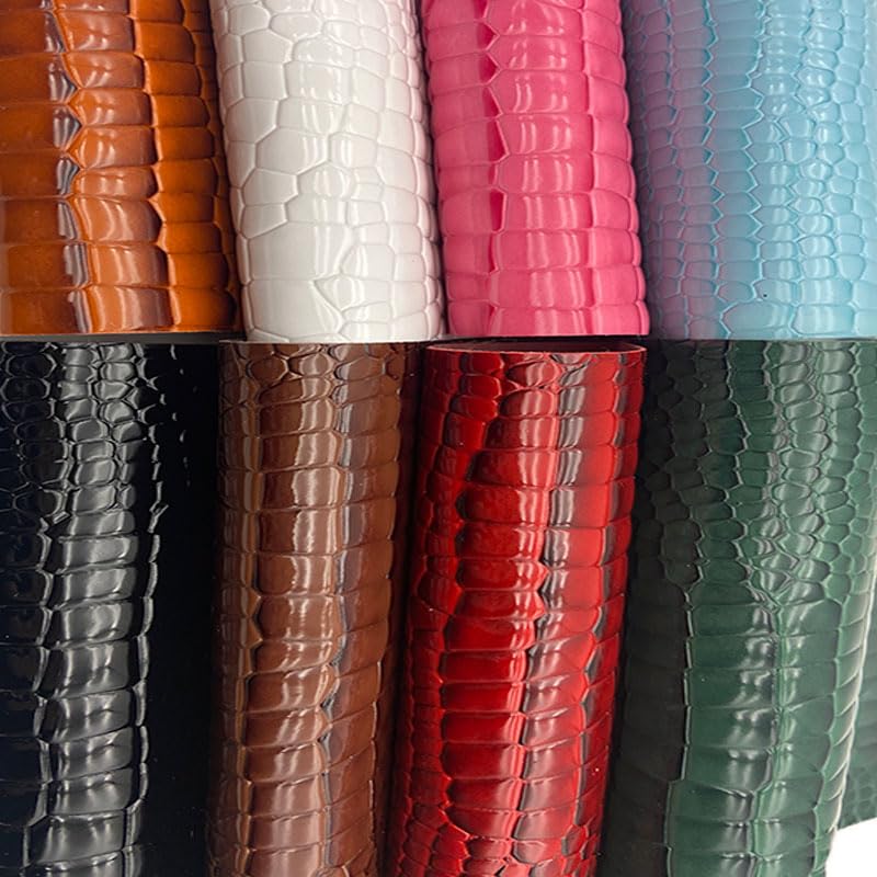 Embossed Alligator Synthetic PU Fabric, 12 x 54 inch Crocodile Vinyl Faux Leather Sheets for DIY Crafts Hair Bows Bags Handicrafts-Pink