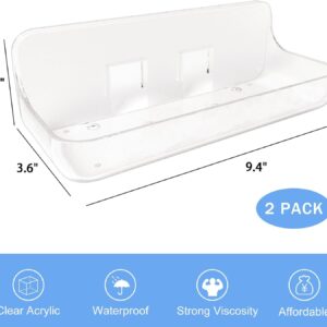 2 Pack Acrylic No Drill Adhesive Shelf, Wall Mount Organizer Shower Bathroom Shelves, Clear Stick On Shelf for Kitchen, Living Room