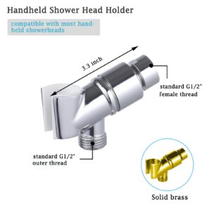 All Metal Handheld Shower Head Holder, Adjustable Shower Wand Holder with Brass Pivot Ball，Shower Arm Holder Mount for Connecting Shower Arm and Shower Hose，Chrome