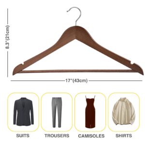 Uinicor Wooden Hangers 60 Pack Wood Hangers Set,Wooden Suit Hangers Coat Hangers for Closet, Heavy Duty Hangers with Precisely Cut Notches,Clothes Hangers for Coats, Jackets, Pants & Dress（Walunt）