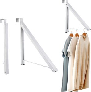 rmerve 2 pcs white over the door hanger organizer drying rack collapsible retractable clothes drying rack space saver for hanging clothes towels bathrooms (white)