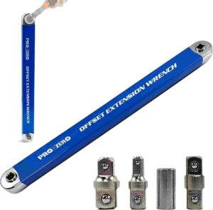 bluevvellow bias extension wrench with 1/2 "", 1/4"", and 3/8 ""square drive adapter, suitable for small area universal extension wrenches, extension wrench kit, impact bias extension wrench