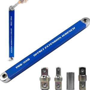 blueVVellow Bias extension wrench with 1/2 "", 1/4"", and 3/8 ""square drive adapter, suitable for small area universal extension wrenches, extension wrench kit, impact bias extension wrench