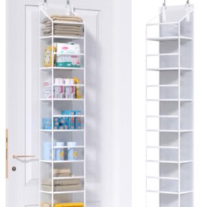 ALLTIDYUP Over The Door Hanging Pantry Organizer 7 Shelves, Clear Plastic Pockets Hat Racks for Baseball Caps, Large Capacity Storage for Closet, Bedroom, Bathroom, Office, Dorm Room Essentials