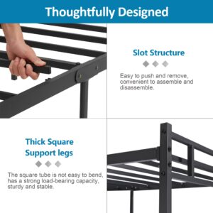 VECELO Full Size Bed Frame with Headboard, Heavy-Duty Platform with Metal Slats Support, No Box Spring Needed/Easy Assembly, Black