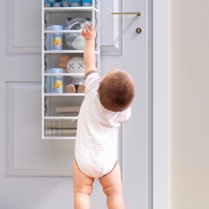 ALLTIDYUP Over The Door Hanging Pantry Organizer 7 Shelves, Clear Plastic Pockets Hat Racks for Baseball Caps, Large Capacity Storage for Closet, Bedroom, Bathroom, Office, Dorm Room Essentials