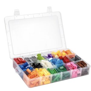 incontesta large 18 grids clear plastic organizer box with adjustable dividers, plastic organizer box container perfect for beads organizer, art diy crafts, jewelry, fishing tackles