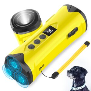 dog bark deterrent devices, professional anti barking training & behavior aid ultrasonic tool - w/ 3x sonic emitters 50ft range, ultra-bright led flashlight | alternative to painful dog shock collar