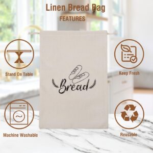 3 Pack Linen Bread Bags for Homemade Bread, Reusable Sourdough Bread Bags with Plastic Liner for Fresh Bread Storage & Christmas Gift Wrap (20" x 14")