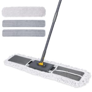 mastertop 36" professional industrial dust mop for floor cleaning, heavy duty wet & dry commercial mop,large flat floor mop with telescopic 62'' long handle,dust mop broom for hardwood,tiles,office