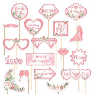 wedding photo booth props, 18pcs bride to be bridal shower photo booth props rose gold bachelorette party decorations for wedding favor supplies