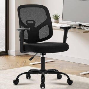 topdrgn office computer desk chair, ergonomic mesh rolling work swivel chairs adjustable cute task chair with lumbar support for small space home office,study,student,adults and teens (black)