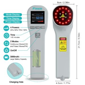 Fimem Cold Laser Therapy Device for Dogs, Infrared Light Therapy for Pain, 2x940nm+2x850nm+16x650nm, Handheld Red Light Therapy Device for Cats Horse, Low Level Light Therapy for Pets HIPS Joint Pain