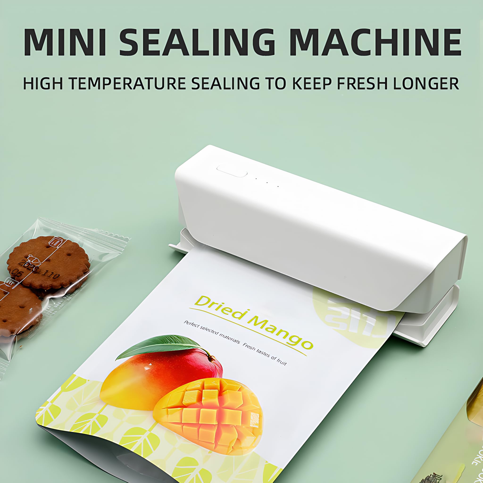 ZKIRON Mini Bag Heat Sealer - Portable Handheld Food Sealer Bag Resealer, Smart Heat Sealer Machine for Chip Bags, Plastic Bags, Snack Bags - Perfect for Food Preservation and Travel (White)