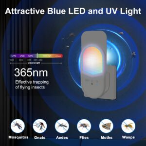 Flying Insect Trap, Remote & Touch Control Fly Trapper, Plug-in Mosquito Killer Indoor Color Changing Night Light, Gnat Moth Catcher 6-Color RGB LED Nightlight for Home, Bedroom White-1 Pack