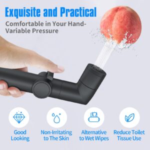 JONKEAN Handheld Bidet Sprayer for Toilet, Water Pressure Control Jet Spray for Toilet, Multi-Function Muslim Shower Toilet, Bidet Attachment Set with Hose, Bracket and T-Valve (Matte Black)