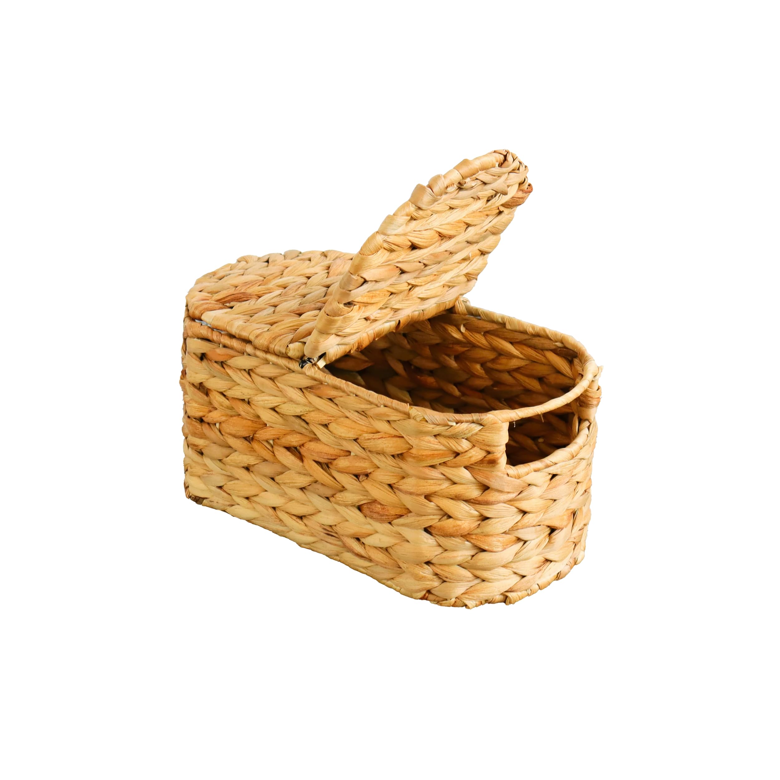 Eden Grace Handmade Oval Woven Wicker Basket with Lid - Stylish Storage Solutions for Home Organization Medium