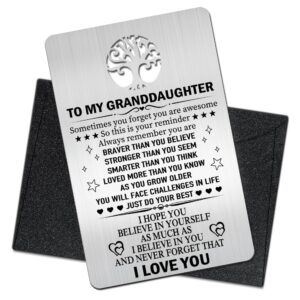 mhfpl to my granddaughter wallet card, engraved metal wallet insert card with inspirational love quotes from grandpa grandma, graduation christmas coming of age birthday gifts for granddaughter