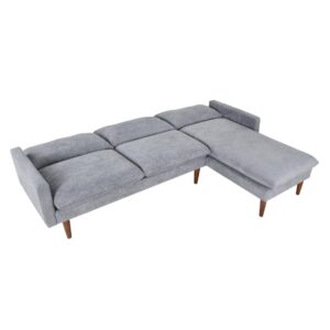 ROCKINGRUN 86" L-Shaped Sectional Sofa - 3-Seater Convertible Sectional Sofa Couch with Velvet Fabric - Small Sectional Sofa with Chaise for Living Room,Apartments