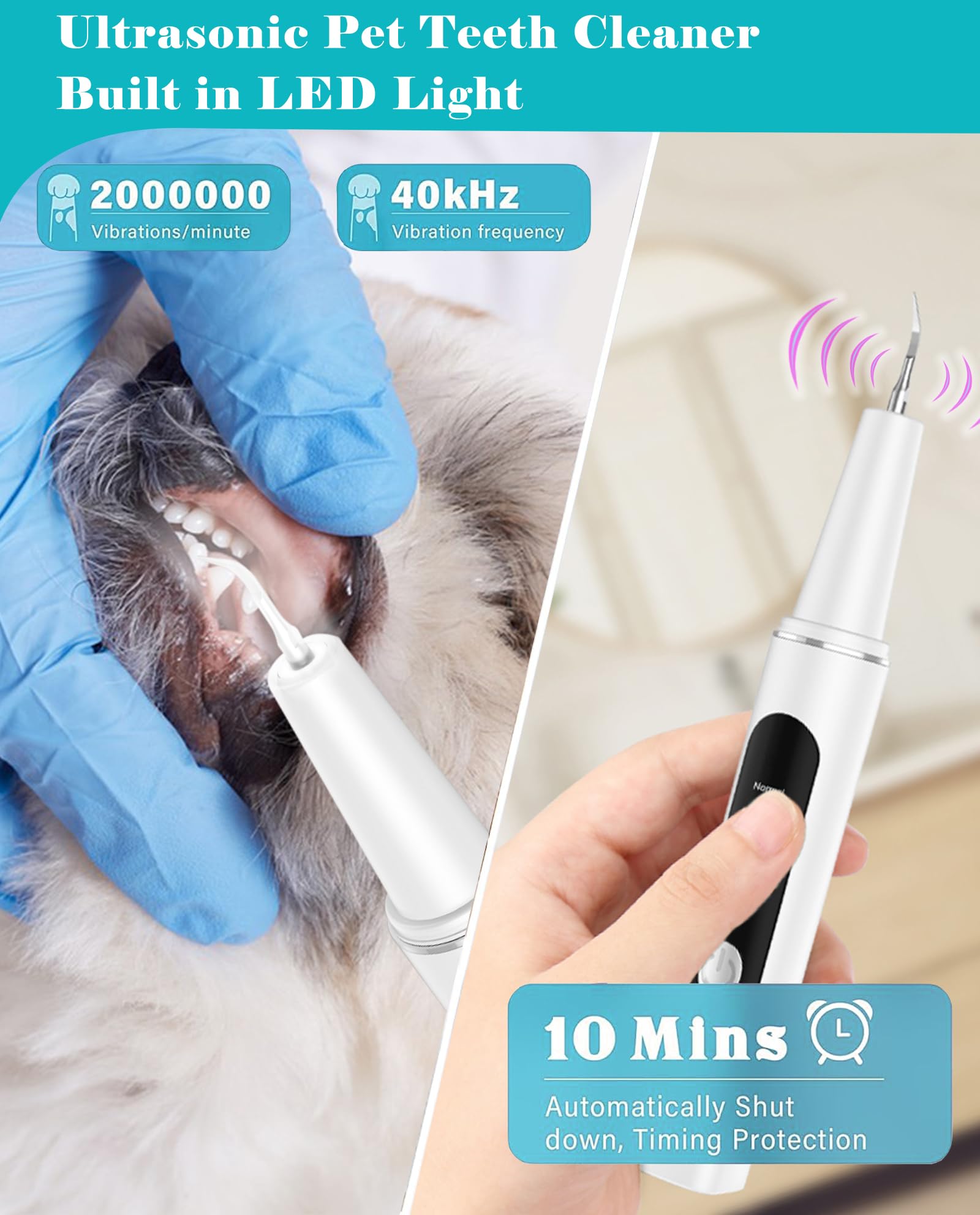 Joymiuz Plaque Remover for Teeth - 5 Modes Pet Ultrasonic Toothbrush Cleaner - Teeth Cleaning Kit for Tartar and Stains - Suitable for Dogs and Cats