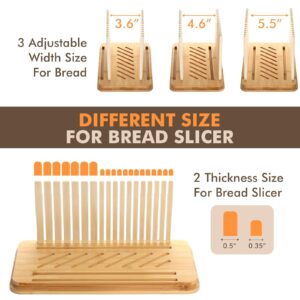 ALPIRIRAL Bread Box with Bread Slicer, White Bread Storage Container for Kitchen Countertop with Multifunction Bamboo Lid, 3 in 1 Breadbox for Loaf Slicing & Tray, Bread Bin Holder for Kitchen Counter