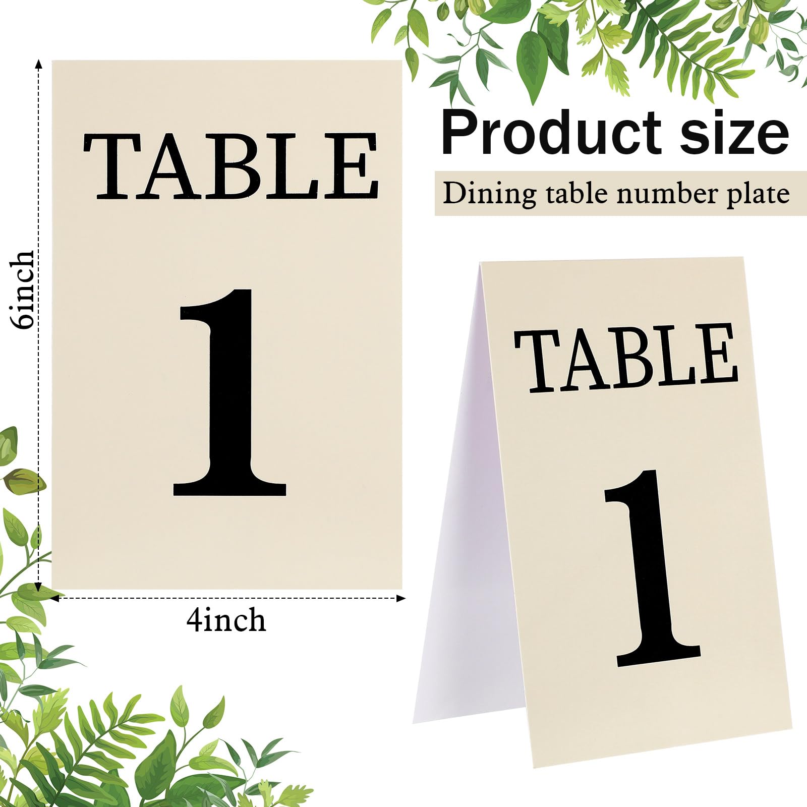 Gilprop 22 Pcs Wedding Table Numbers 1-20 Double Sided Ivory Table Numbers for Wedding Reception 4 x 6 Inch Khaki Head Table and Cake Table Number Cards for Seating Reserved Party Restaurant