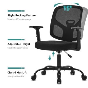 TOPDRGN Office Computer Desk Chair, Ergonomic Mesh Rolling Work Swivel Chairs Adjustable Cute Task Chair with Lumbar Support for Small Space Home Office,Study,Student,Adults and Teens (Black)