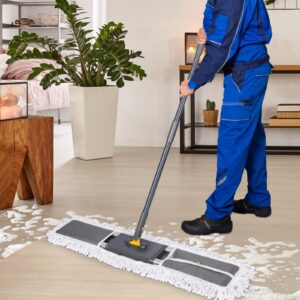 MASTERTOP 36" Professional Industrial Dust Mop for Floor Cleaning, Heavy Duty Wet & Dry Commercial Mop,Large Flat Floor Mop with Telescopic 62'' Long Handle,Dust Mop Broom for Hardwood,Tiles,Office