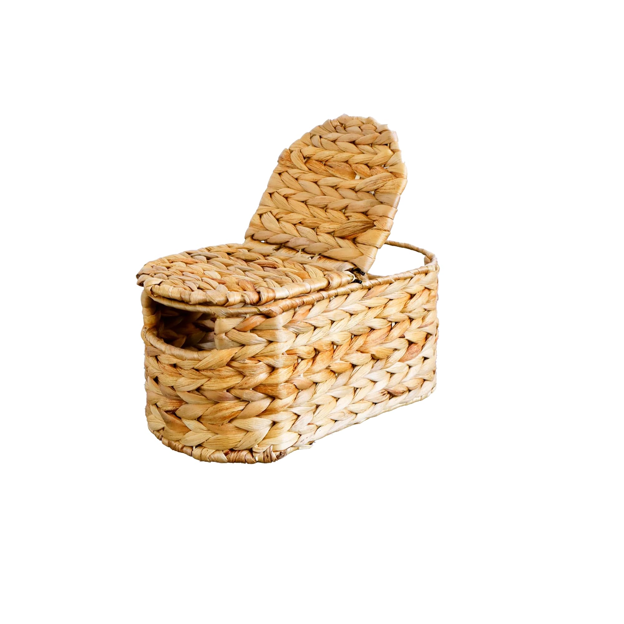 Eden Grace Handmade Oval Woven Wicker Basket with Lid - Stylish Storage Solutions for Home Organization Medium