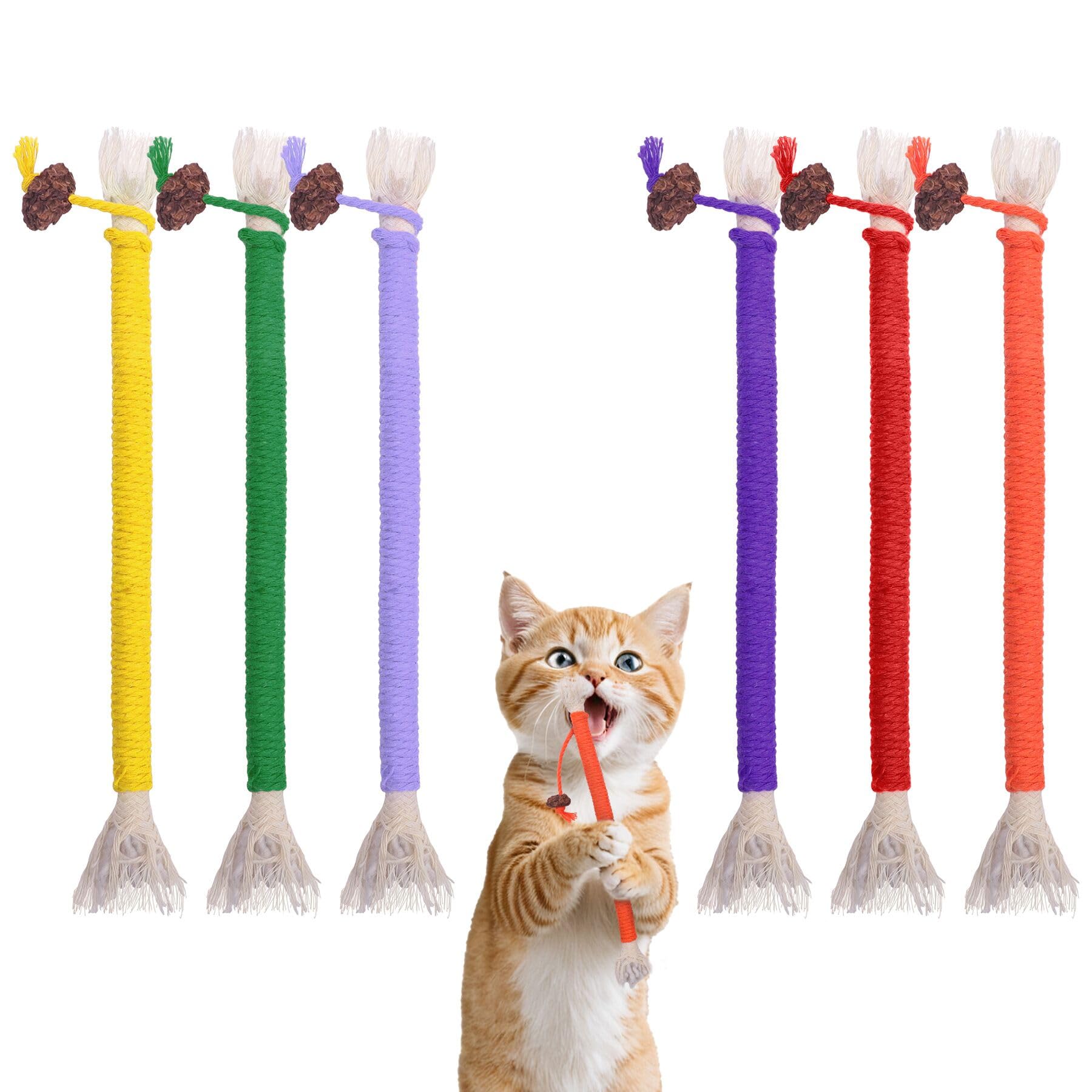 SEVENKA 6 Pack Silvervine Cat Toys, 7.87in/20cm Catnip Cat Chew Toy for Teeth Cleaning, Kitten Toys, Catnip Interactive Cat Toys for Indoor Cats Kittens Kitty Toy